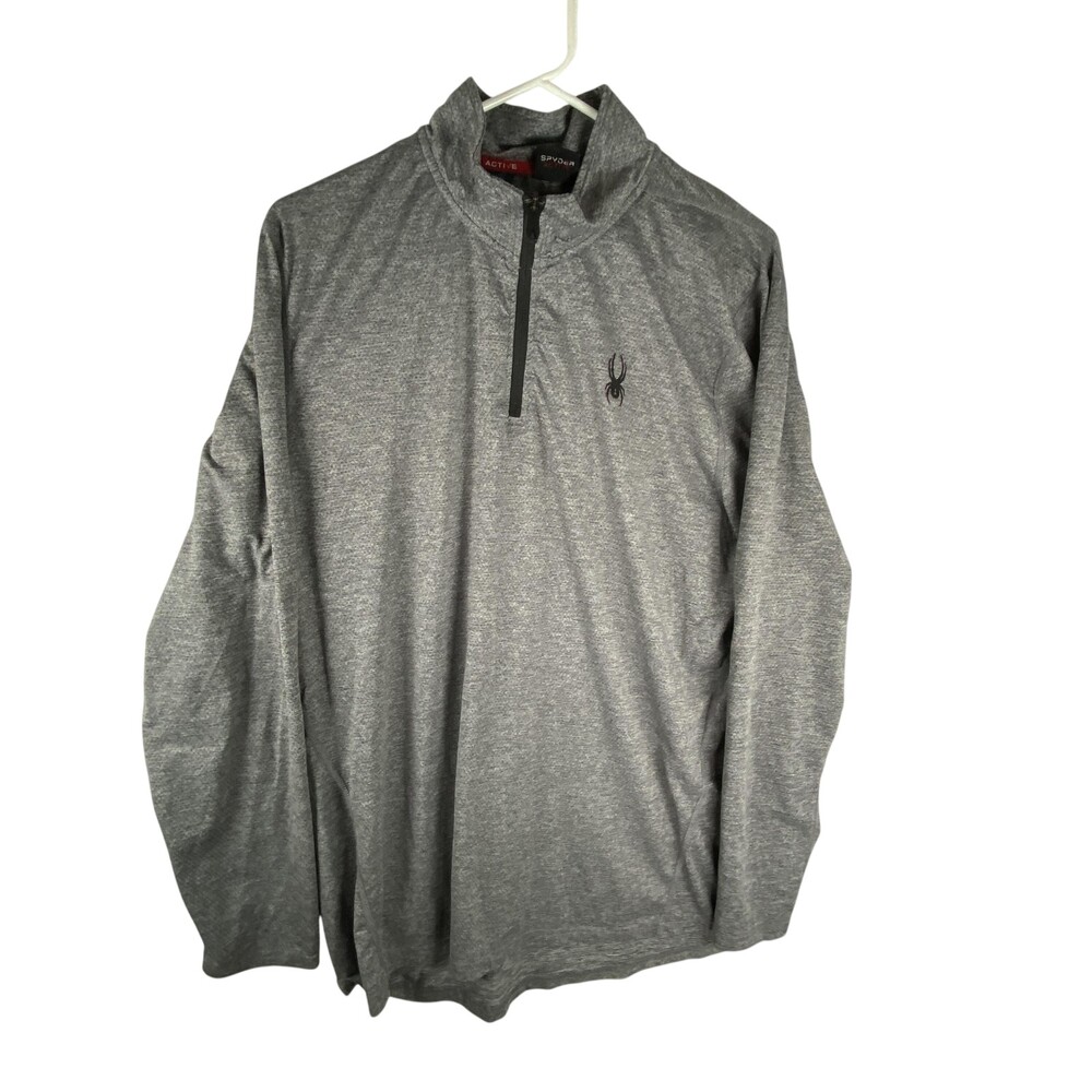 Spyder Active Pullover Mens XL Gray 1/4 Zip Lightweight Stretch Base Layer